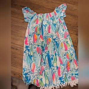 Lilly Pulitzer Marble Beach And Bae Sunglow Sailboat Off Shoulder Dress (XS)